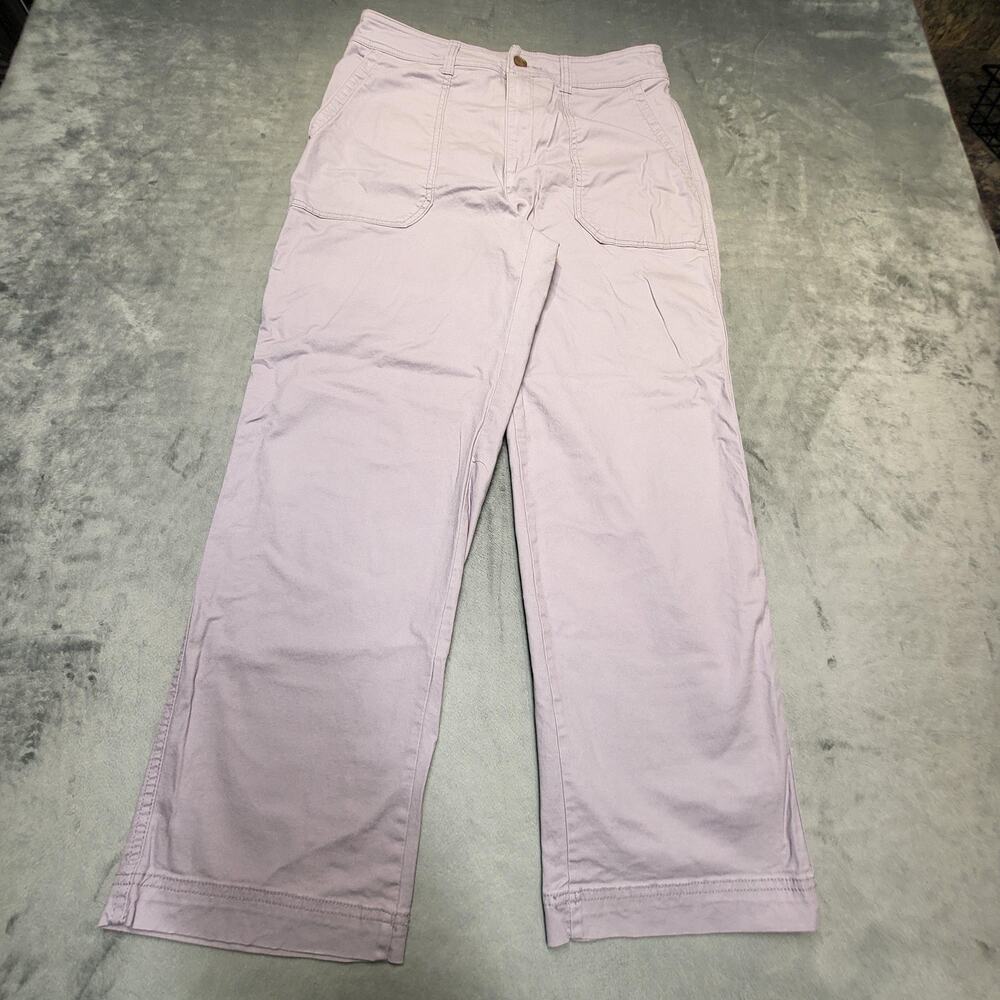 Gap Pants Womens 10 Purple Girlfriend Khaki Straight Relaxed Stretch Twill
